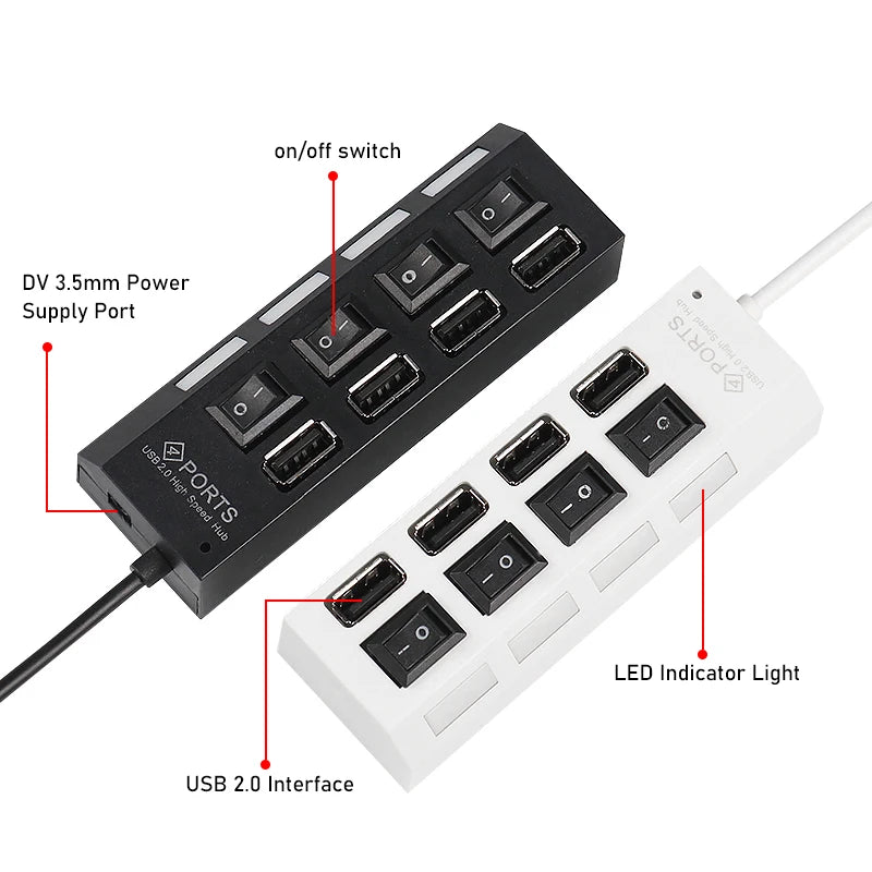 USB 2.0 Hub 4 or 7 Accessories