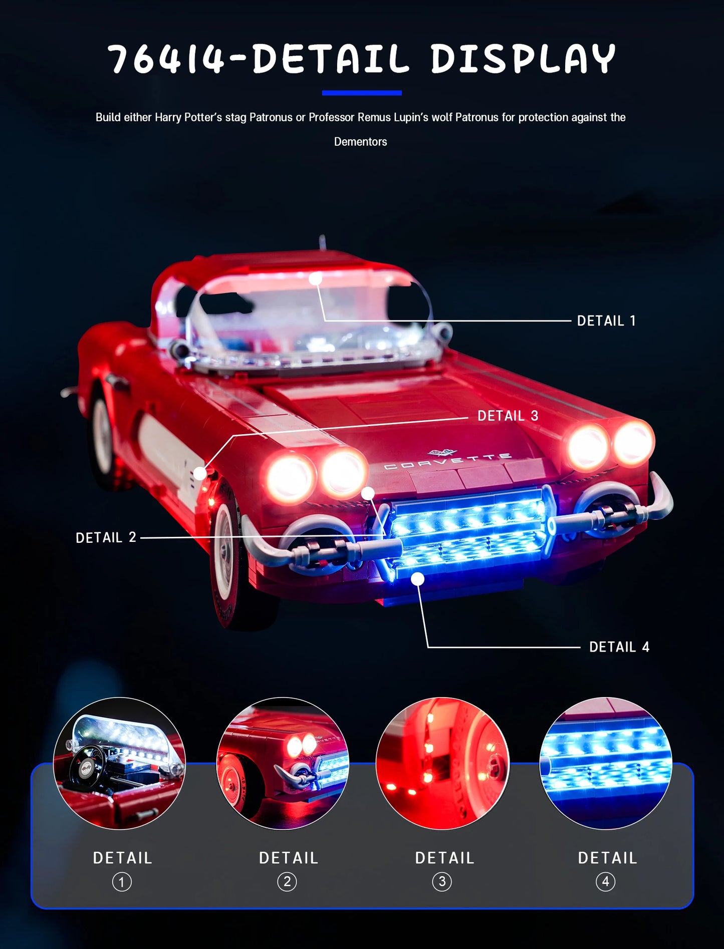 LED Light Kit for Corvette 10321 - LEGO Icons